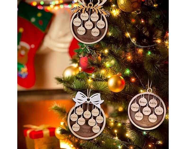 Engraved Wood Family Ornament