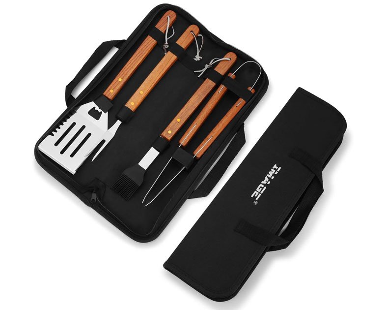 IMAGE Wooded BBQ Accessories Grilling Tools