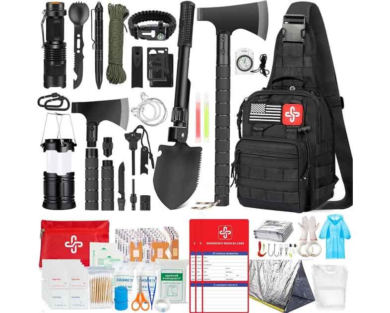 Survival Kit, 262Pcs Survival Gear and Supplies with First Aid Kit Pouch