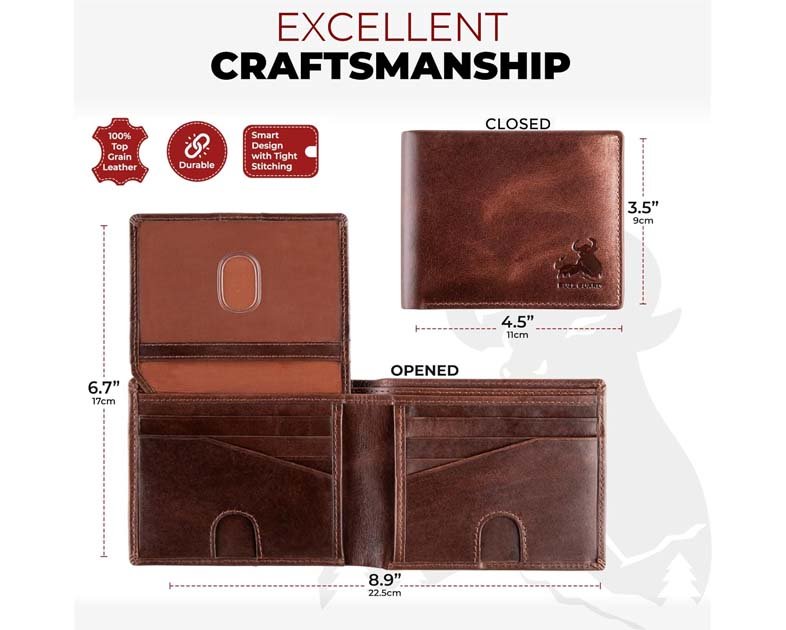 BULL GUARD Mens RFID Blocking Bifold Wallet Soft