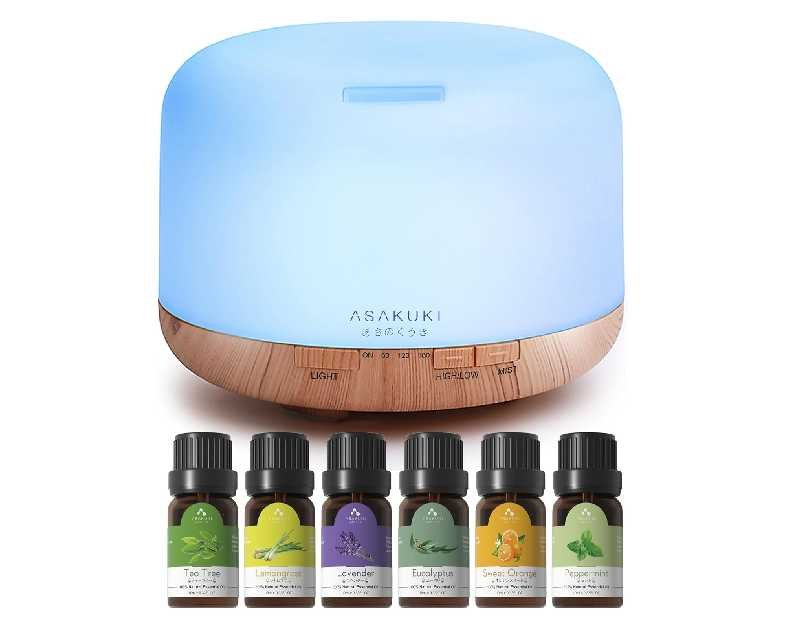 ASAKUKI Oil Diffuser with Essential Oils Set
