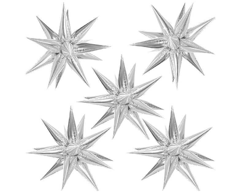 ZAKVOOR 60 Pcs Star Balloons 12 Spike Foil Explosion Party Decoration Balloons for Christmas New Year Eve Birthday (Silver)