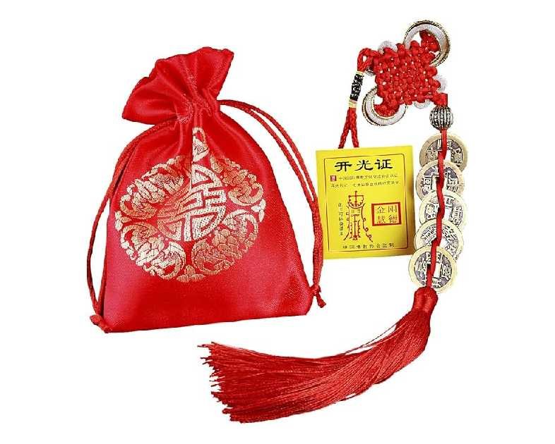 Feng Shui Coins for Wealth and Success with Chinese Knot Lucky Coins Five Emperor Money(5coins)