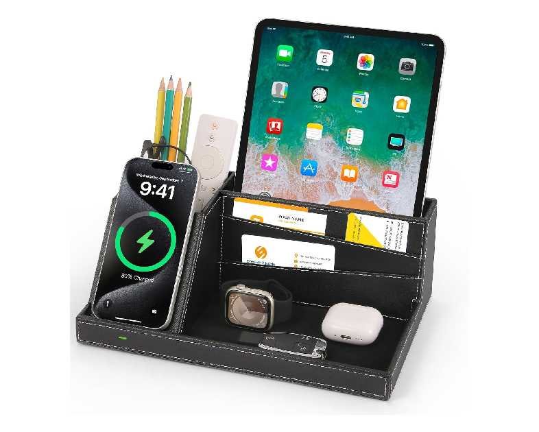 Fast Wireless Charging Station with Desk Organizer
