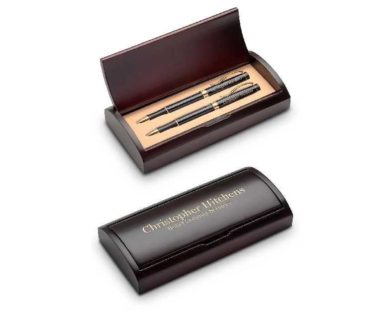 Executive Gift Shoppe Personalized Ballpoint Pen & Pencil Set with Rosewood Box