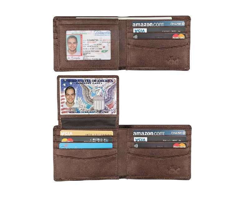 Wallet for Men-Genuine Leather RFID Blocking Bifold Stylish Wallet With 2 ID Window