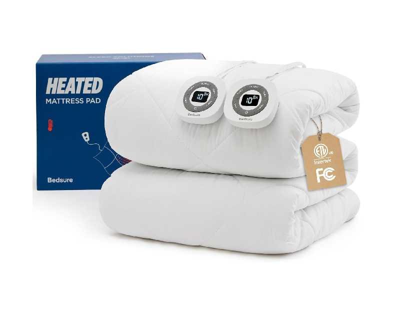 Bedsure Heated Mattress Pad Queen - Bed Warmer with Memory & Preheat Functions, 12-Hour Auto Off & 10 Heat Settings, Dual Controllers, Fast Heating, Brushed Electric Mattress Pad Queen, 60"x80"