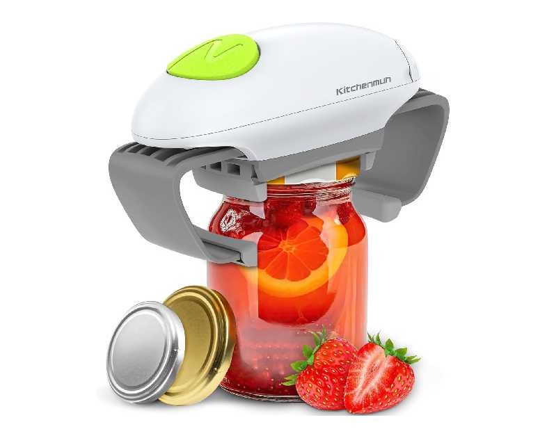 Higher Torque Electric Jar Opener for Seniors with Arthritis Fit Almost Jars Size, Strong Tough Automatic Jar Opener for Weak Hands, Hands Free Battery Operated Bottle Opener for Arthritic Hands White