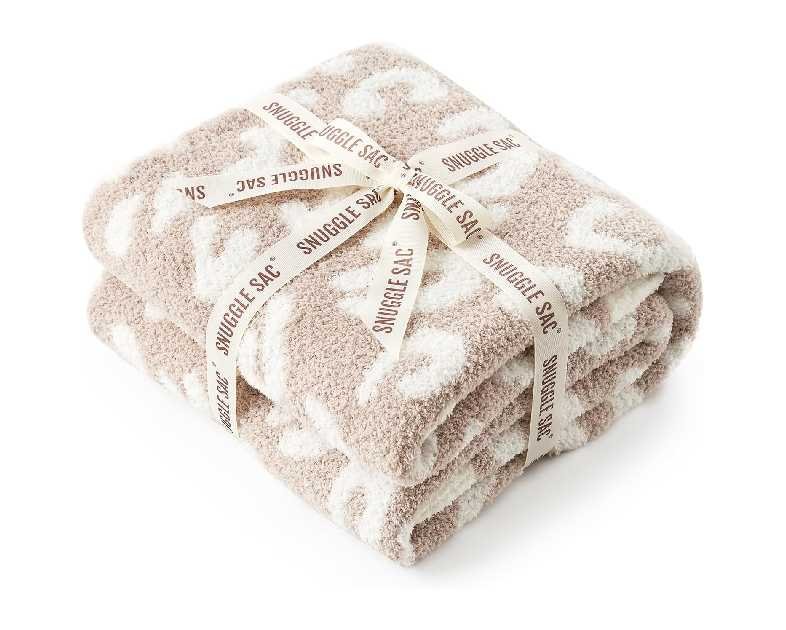 Snuggle Sac Leopard Throw Blanket for Couch Bed Sofa 50x60 inches, Reversible Beige Leopard Blanket Ultra Soft Cozy Blankets for Women Mothers Birthday Gifts