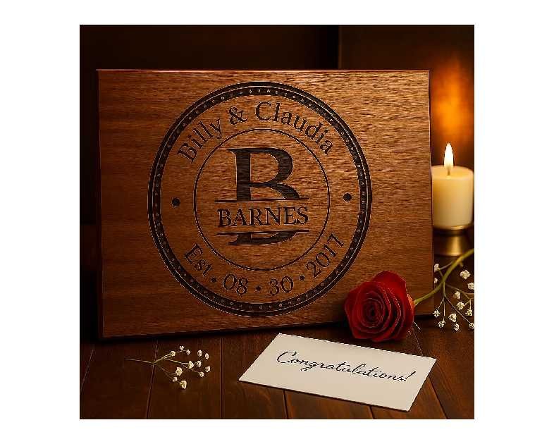 Custom Cutting Board – Personalized Wedding Gift & Bridal Shower Gift with Names & Date – Handmade in USA, (Wood Coasters, Display Stand & Gift Wrap options) – Keepsake Gift Idea for Couples