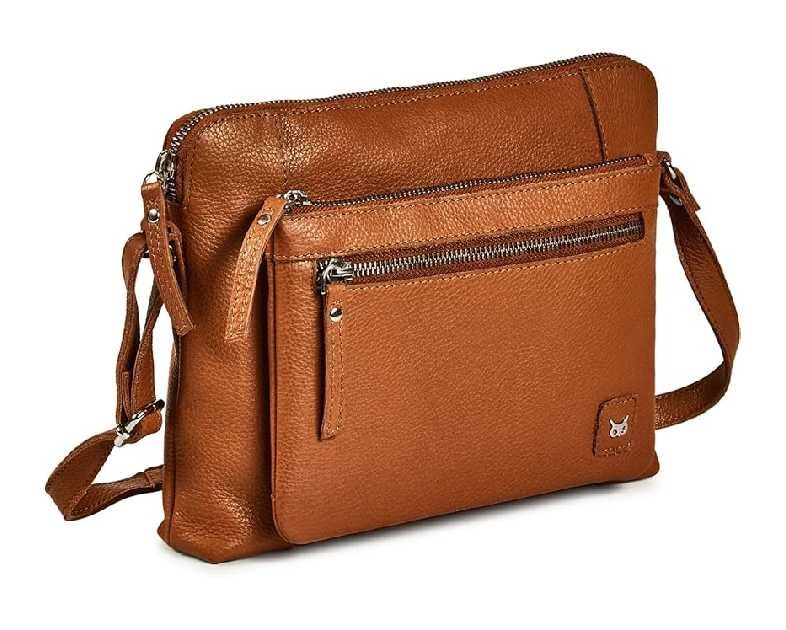 Wise Owl Accessories Small Soft Pebbled Real Leather Crossbody Handbags Purses Sling Crossover Shoulder Bag