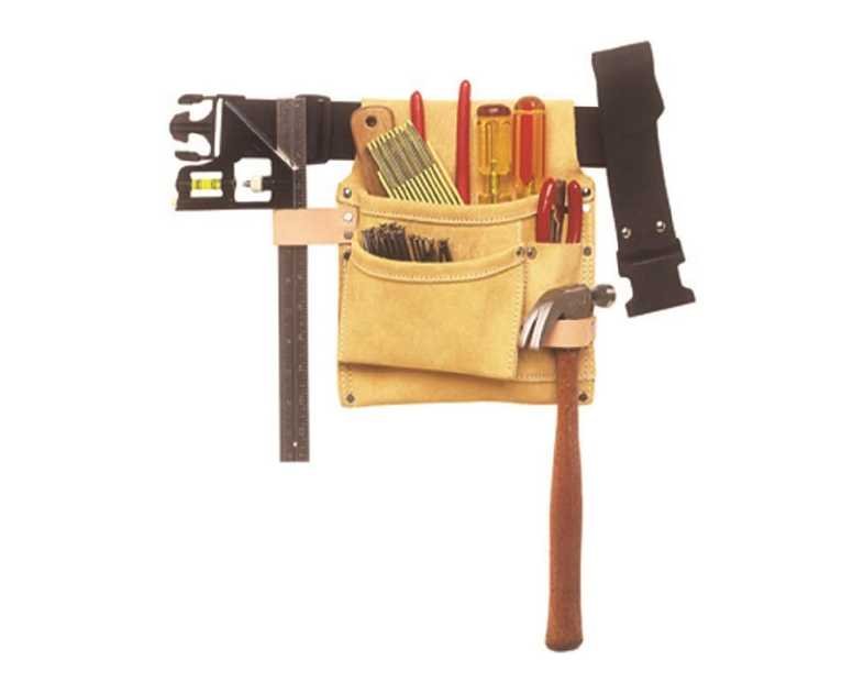 Custom LeathercraftIP489X Suede Tool Bag & Poly Web Belt, 3 Pocket , Tan