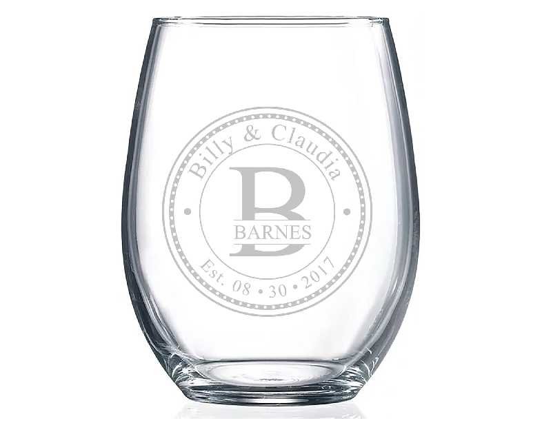 Personalized Stemless Wine Glasses (21oz) - Laser Engraved Anniversary & Wedding Gifts w/Names & Date - Dishwasher Safe. Custom Wine Glasses - Couples Gifts - Coasters & Cutting Board Options!