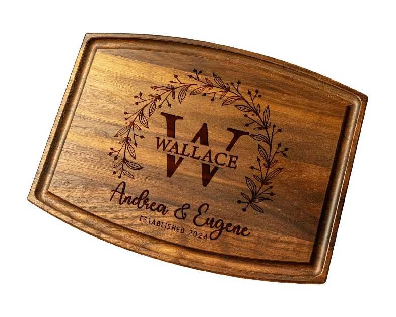 Crafted Custom Cutting Board - Personalized Cutting Board - Engraved Charcuterie Board - Wedding Gift for Couple - Best Present Idea for Bride, Bridal Shower, Anniversary, Christmas, & Housewarming