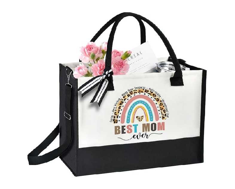 Canvas Tote Bag Gifts for Mom: Large Capacity Beach Bag Christmas Birthday Gifts for Women Her Wife Teacher Grandma