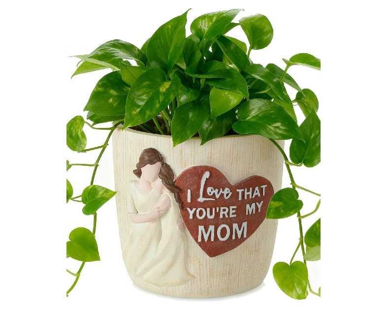 Gardening Gifts for Mom from Daughter: 5.3in Hand-Painted 3D Art Planter - Garden Gifts for Gardening Mom - Meaningful Plant Pot Gifts for Birthday Christmas Mother's Day