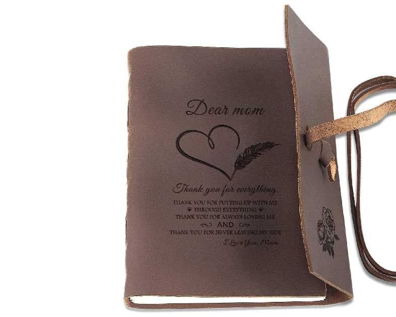 Personalized Leather Journal to Mom Premium Antique Writing Notebook Handmade Leather Bound Custom Notepad for Women Unlined Paper 7x5 Inches Diary Ideal Gift at Mother's Day, Christmas, Birthday