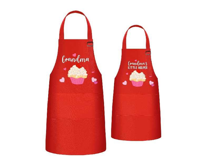 R HORSE 2Pcs Adults Kids Matching Apron Set Grandma and Me Adjustable Kitchen Apron with 2 Pockets Matching Gift for Grandma and Granddaughter Cooking Baking Painting Training Back to School Gifts Visit the R HORSE Store