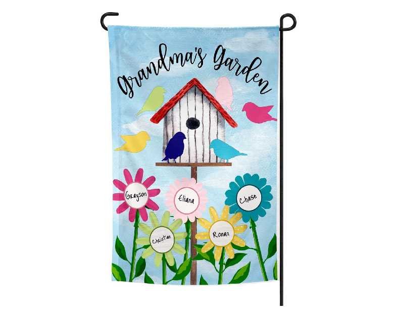 Personalized Grandma's Garden Flag Custom with Grandkid names Gift for Grandma Mother's Day Handmade by The Painted Pug