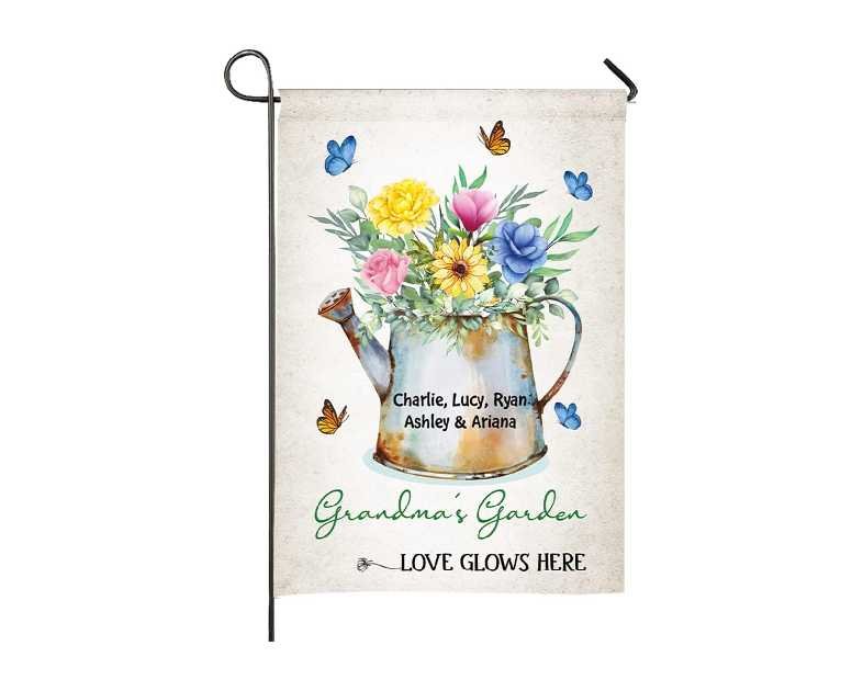 Personalized Garden Flag Double Sided for Outside. Customized Camping Grandma 4th July Welcome Home Best Dad Family Photo Graduation Birthday Married Spring Summer Autumn Winter Memorial (Grandma Love Glows)