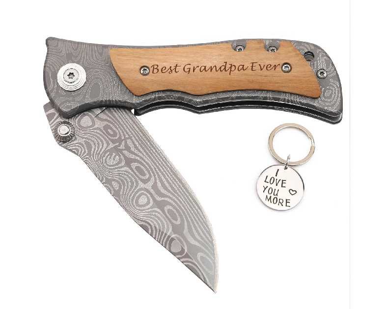 Corfara Best Grandpa Ever Pocket Knife - Best Gifts for Grandpa Birthday Gifts, Gifts for Grandpa Gifts from Grandkids Granddaughter for Fathers Day