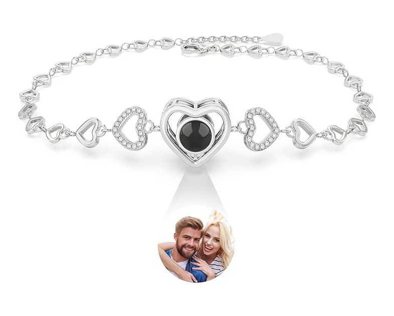 Easycosy Personalized Bracelets with Picture Inside Custom Photo Projection Bracelets Customized Mothers Day Love Gifts for Mom Women Anniversary Birthday Memorial Gifts for Girlfriend Besties