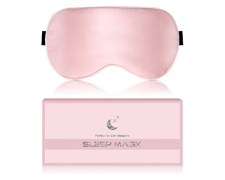 Silk Sleep Mask for Women - Soft Breathable Organic Natural Mulberry Silk Fabric Blackout Eye Mask for Sleeping with Adjustable Straps No Pressure Eye Mask for Travel Essentials Gifts (Pink)
