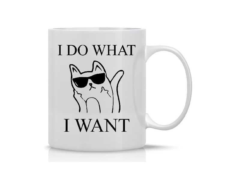 AW Fashions Grumpy Cat Mug - 11oz Coffee Mugs - Cute Pet Cup for Animal Lovers - Cool Themed Cat Mom Gag – Perfect For Christmas and Birthdays - I Do What I Want