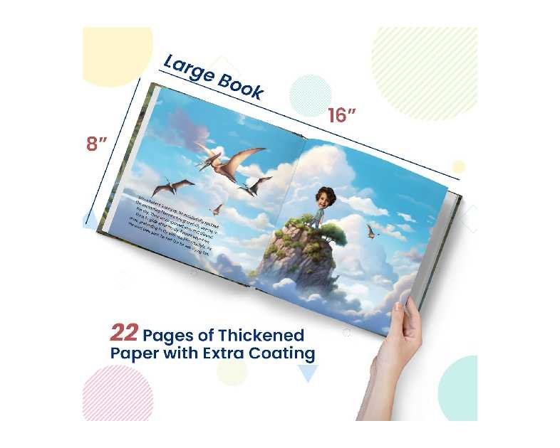 Personalized Children Story Book - Dinosaur Adventure - Customized Name & Photo - Baby Gifts - Kids Engaging Story - Elfink (Soft Cover)