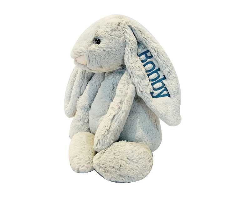 Embroidered Plush Bunny With Child'S Name HandMade Custom Plush Toy Child'S First Easter Gift