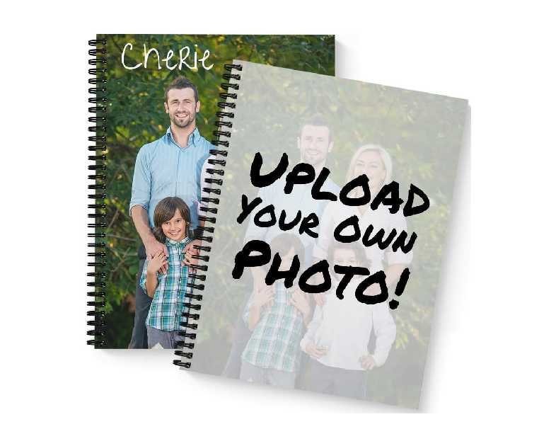 Create Your Own Photo Upload Personalized Notebook/Journal, Laminated Soft Cover, 120 pages of your selected paper, lay flat wire-o spiral. Size: 8.5” x 11”. Made in the USA