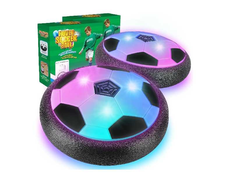 2 Pack Hover Soccer Ball with 8 Pcs Batteries, Air Floating Soccer Toy with LED Lights and Foam Bumper, Indoor Games for Kids 4-8-12, Toys Gifts for 3 4 5 6 7 8 9 Year Old Boys Girls
