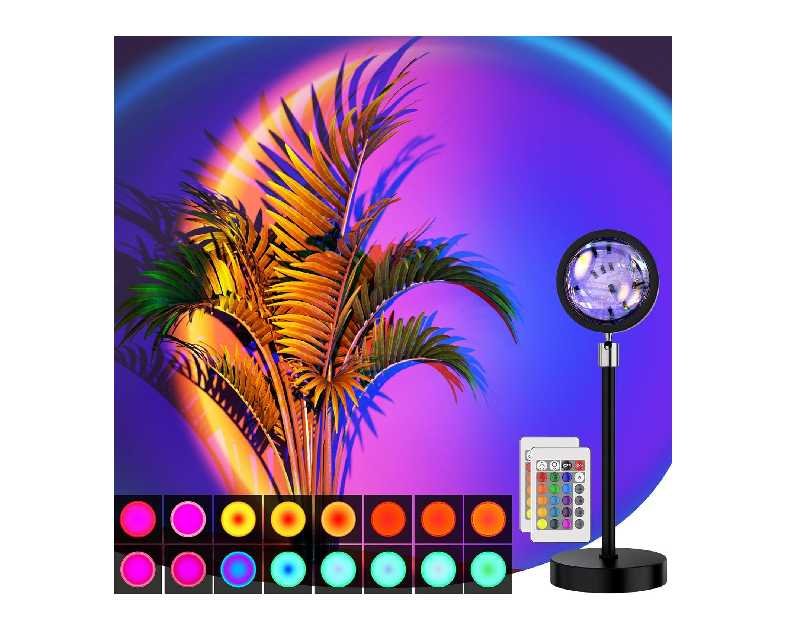 Sunset Lamp Projection Led Lights with Remote, Multicolor Colors Night Light 360° Rotation Rainbow Lights 4 Modes