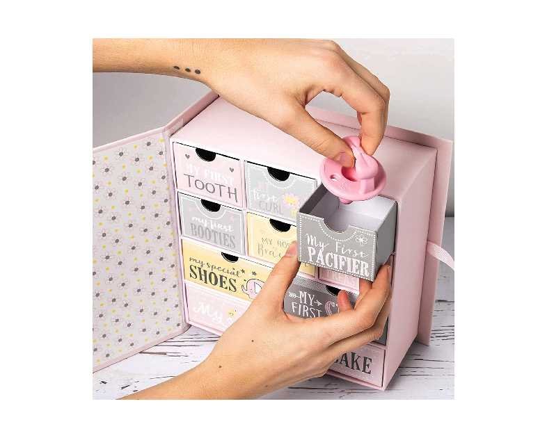 VOTUM Baby Keepsake Box for Treasured Memories, Fairytale - Lightweight, Handcrafted Boxes with 9 Labeled Compartments for First Memories - Gender Neutral Baby Shower Gifts for Girls, Boys