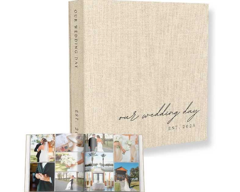 Wedding Photo Album 4x6 Pictures & Custom 2025 Year - Large Picture Scrapbook with 400 Pockets for Horizontal & Vertical Photos - Linen Photo Album Book for Personalized Wedding Day Memory Keepsake