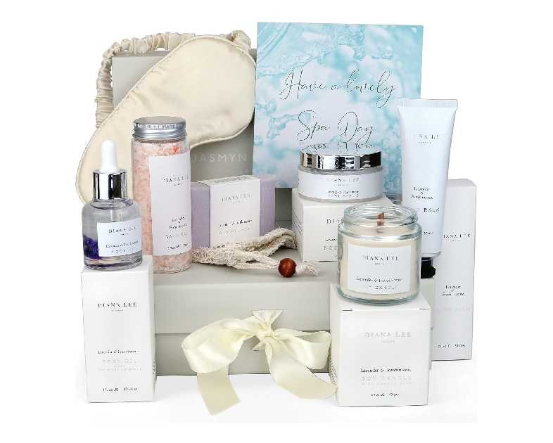 Jasmyn & Greene Luxury Spa Gift Basket for Women - 10 Relaxing Spa Birthday Gifts for Women with Lavender. Bridal Shower Gifts for Woman with Self Care Kit. Get Well Soon Package for Mother Sister.