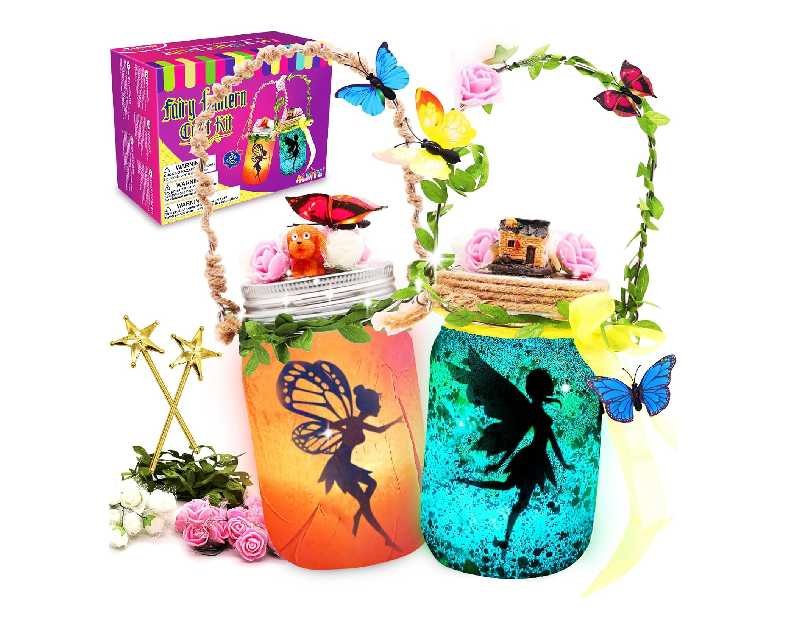 Alritz Fairy Lantern Craft Kit, Christmas Gifts for Kids Girls, Remote Control Mason Jar Night Light, DIY Garden Decorations Art Project Ornaments, Creative Activities Birthday Ages 4 5 6 7 8 9 10 11+