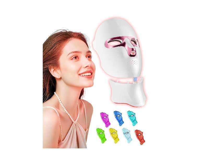 FOLOKE Red Light Therapy Mask for Face & Neck, LED Face Light Therapy,USB C Rechargeable,Infrared Mask for Home Working Travel Yoga
