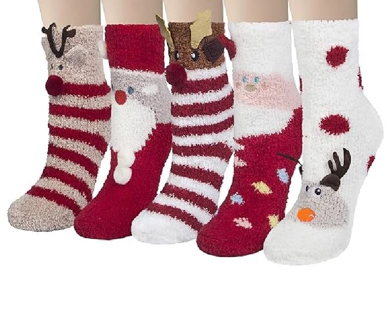 Loritta 5 Pairs Womens Fuzzy Socks Winter Warm Cozy Fluffy Super Soft Slipper Socks