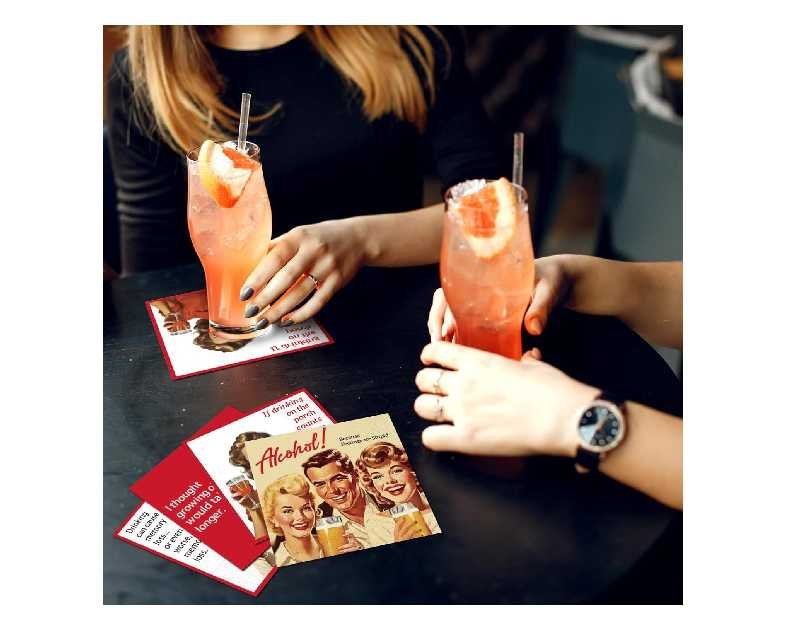 Watersay 100 Pcs Funny Cocktail Napkins Call Me Cocktail Napkins Retro Holiday Decorative Bar Supplies for Adult Funny Gifts Christmas Tea Party(Vintage Red)