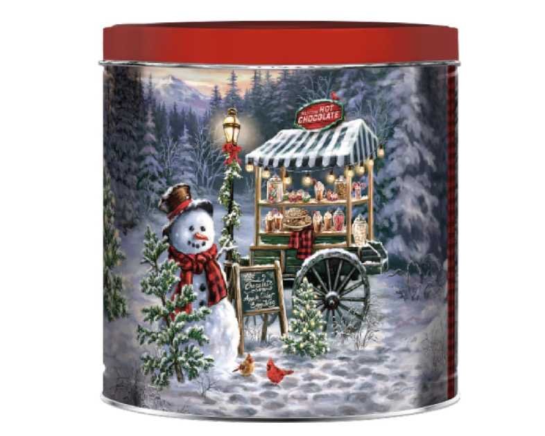 Classic Collectible Gourmet Holiday Popcorn Tin Caramel, White Cheddar, and Butter Popcorn