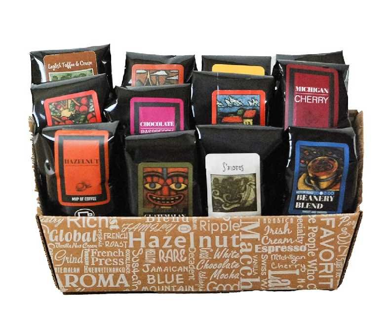 Indulgent Coffee Selection Gift Box | 100% Specialty Arabica Coffee | 12 Sample Bags of Medium Roast Ground Coffee