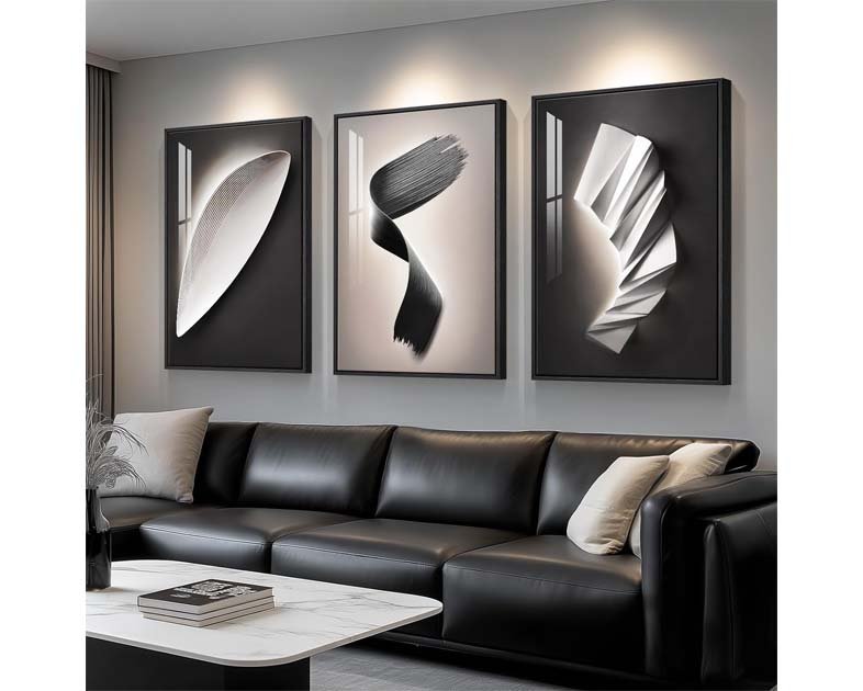 Large Framed Modern Wall Art 3 Piece Set