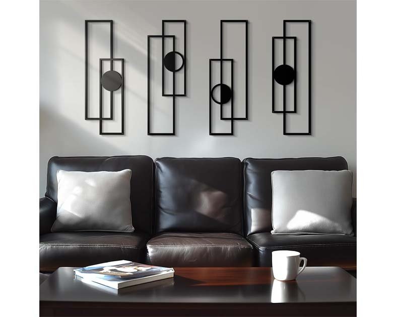 Abstract Black Metal Wall Art for Living Room