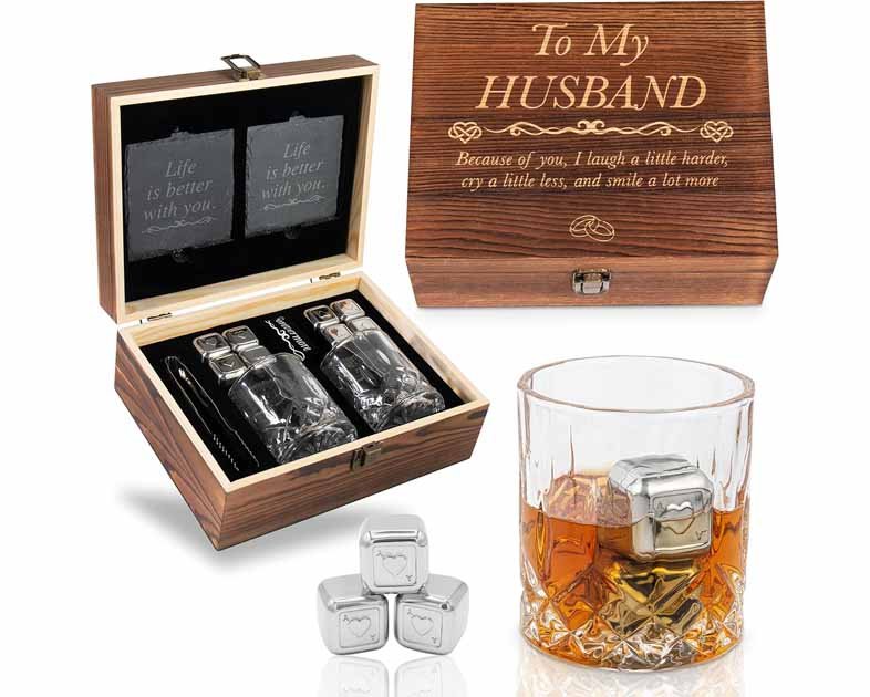 Anniversary For Him ‘To My Husband’ Engraved Whisky Glass Gift Set