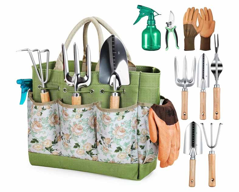 Gardening Tools 9-Piece Heavy Duty Garden Hand Tools