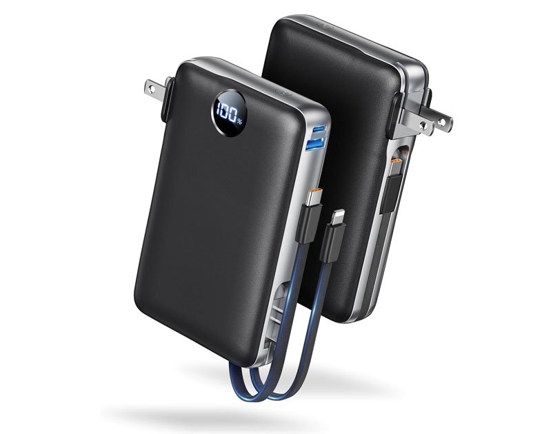 Portable Charger with Built in Cable & Wall Plug