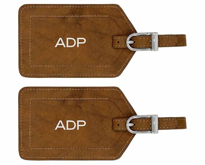 Personalized Monogrammed Leather Luggage Tags