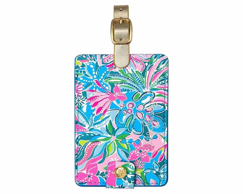Lilly Pulitzer Leatherette Luggage Tag with Secure Strap