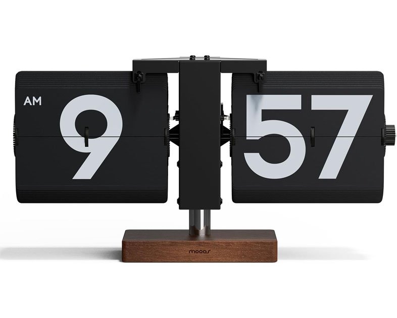 mooas Classic Modern Wood Big Flip Desk Clock